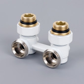 Узел нижнего  подключения Delta угловой G 3/4 x 1/2 D=50 MM  (Белый глянцевый) Узел нижнего  подключения Delta угловой G 3/4 x 1/2 D=50 MM  (Белый глянцевый)