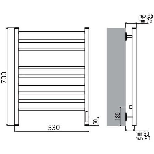Электрический полотенцесушитель Terminus Сицилия П9 500х700 
