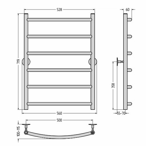 Водяной полотенцесушитель Стилье Универсал-50 800х500 (6) Г 21 (Без покрытия) Водяной полотенцесушитель Стилье Универсал-50 800х500 (6) Г 21 (Без покрытия)