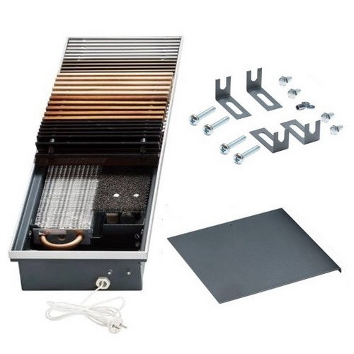 Конвектор внутрипольный VELAR KWHV 350-105-4800, с решеткой цвет - Серебро