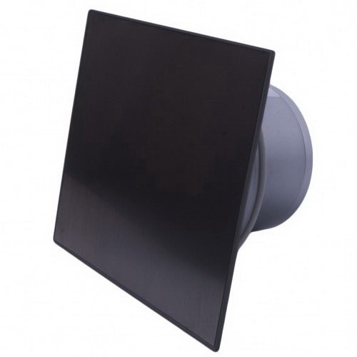 Бытовой вентилятор MMotors JSC MM-P UE 100, сверхтихий, стекло квадрат, чёрный глянец