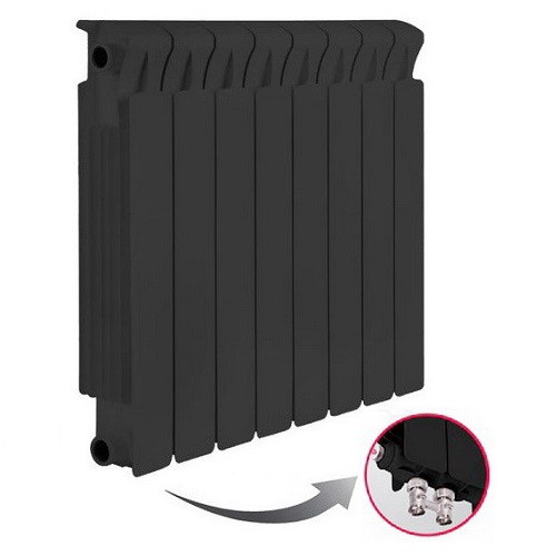 Биметаллический радиатор отопления Rifar Monolit Ventil 500 6 секций Атрацит
