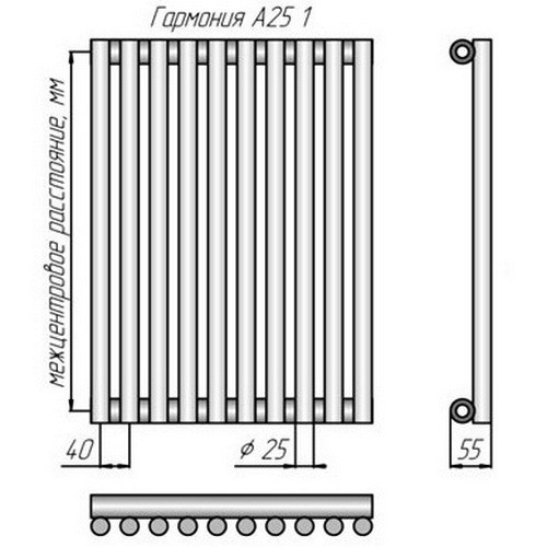 Стальной трубчатый радиатор отопления КЗТО Гармония А25 1-1750-24 Стальной трубчатый радиатор отопления КЗТО Гармония А25 1-1750-24