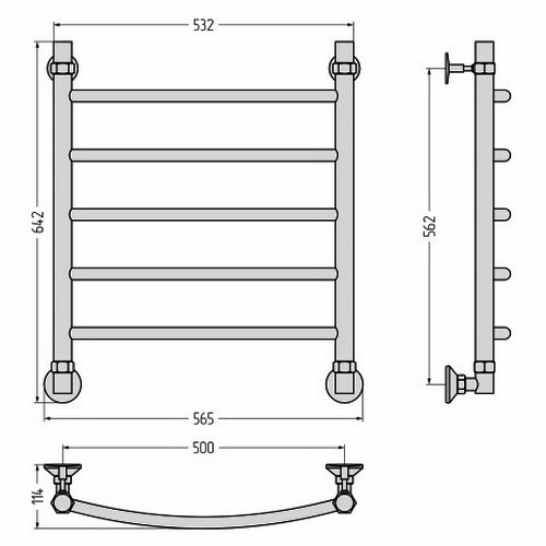 Водяной полотенцесушитель Стилье Аксиома-20 600х500 (Без покрытия) 