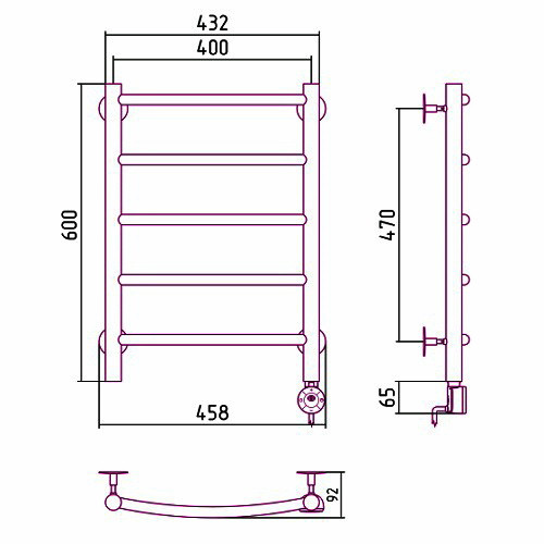 Электрический полотенцесушитель Стилье Формат 12 600х400 правый, матовый белый Электрический полотенцесушитель Стилье Формат 12 600х400 правый, матовый белый