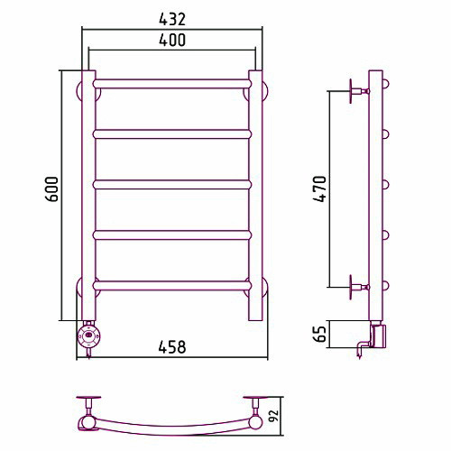 Электрический полотенцесушитель Стилье Формат 12 600х400 левый, матовый белый Электрический полотенцесушитель Стилье Формат 12 600х400 левый, матовый белый
