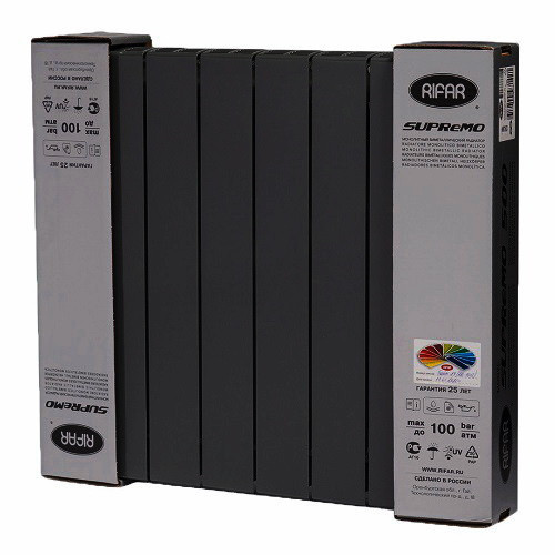 Биметаллический радиатор отопления Rifar SUPReMO Ventil 500 4 секции Антрацит