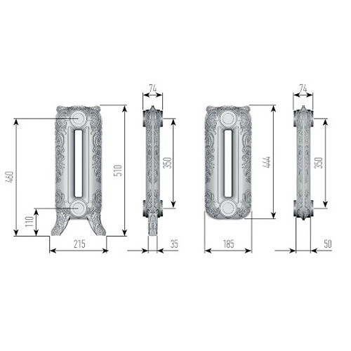 Чугунный радиатор отопления EXEMET Romantica 510/350 (1 секция) Чугунный радиатор отопления EXEMET Romantica 510/350 (1 секция)