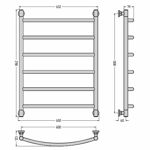 Водяной полотенцесушитель Сунержа Галант+ 800х600 (Без покрытия) Водяной полотенцесушитель Сунержа Галант+ 800х600 (Без покрытия)