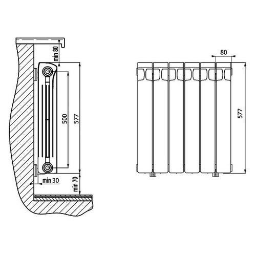 Биметаллический радиатор отопления Rifar Monolit 500 12 секций Бордо Биметаллический радиатор отопления Rifar Monolit 500 12 секций Бордо