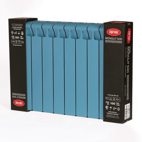 Биметаллический радиатор отопления Rifar Monolit 500 10 секций Сапфир