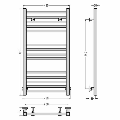 Водяной полотенцесушитель Сунержа Модус 800х400 (Без покрытия) Водяной полотенцесушитель Сунержа Модус 800х400 (Без покрытия)