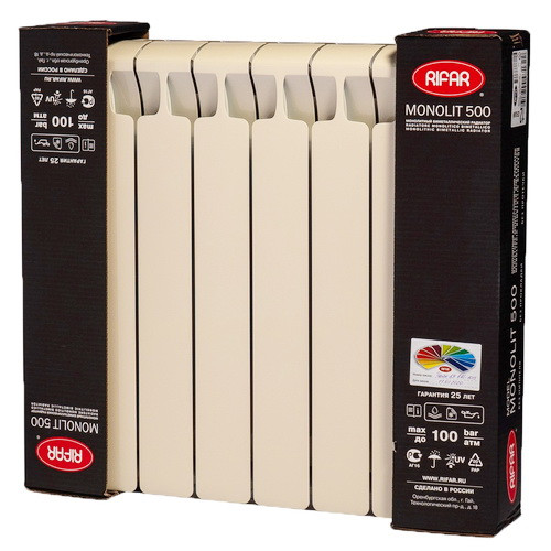 Биметаллический радиатор отопления Rifar Monolit 500 10 секций Айвори