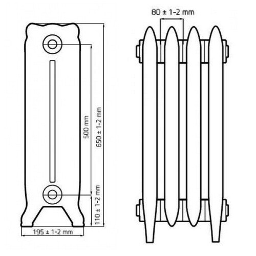 Чугунный радиатор отопления RETROstyle WINDSOR 500 (1 секция)