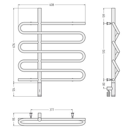 Электрический полотенцесушитель Сунержа Эпатаж 3.0 800х600 МЭМ левый (Без покрытия)