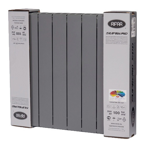 Биметаллический радиатор отопления Rifar SUPReMO 500 10 секций Титан
