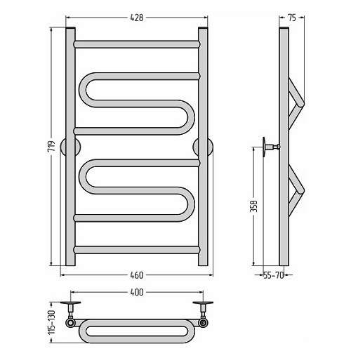 Водяной полотенцесушитель Стилье Универсал-51 800х400 (1+2+1) ПZП 21 (Без покрытия) Водяной полотенцесушитель Стилье Универсал-51 800х400 (1+2+1) ПZП 21 (Без покрытия)