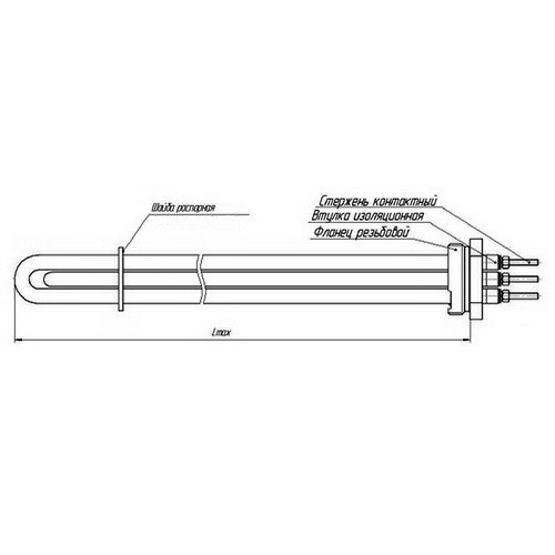 Трубчатый нагревательный элемент (ТЭН) не регулируемый SDM T 6 кВт  Трубчатый нагревательный элемент (ТЭН) не регулируемый SDM T 6 кВт