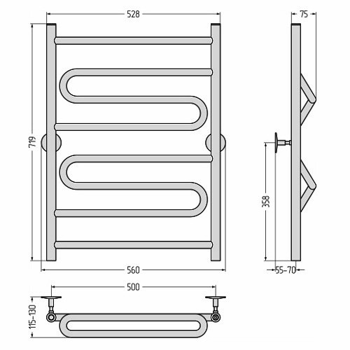 Водяной полотенцесушитель Стилье Универсал-51 800х500 (1+2+1) ПZП 21 (Без покрытия) Водяной полотенцесушитель Стилье Универсал-51 800х500 (1+2+1) ПZП 21 (Без покрытия)