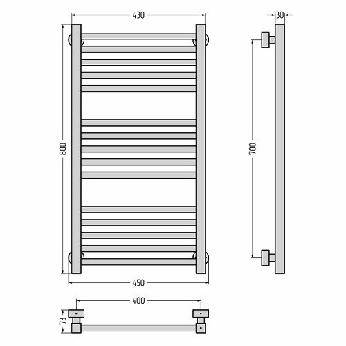 Водяной полотенцесушитель Сунержа Модус PRO 800х400 (Без покрытия) Водяной полотенцесушитель Сунержа Модус PRO 800х400 (Без покрытия)