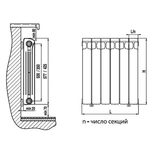 Биметаллический радиатор отопления Rifar Monolit 500 4 секции