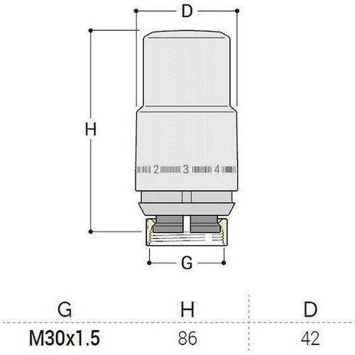 Термоголовка S.R. Rubineterrie "Domus" M30x1.5, цвет - белый Термоголовка S.R. Rubineterrie "Domus" M30x1.5, цвет - белый