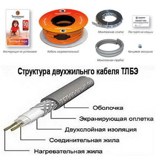 Кабель нагревательный Теплолюкс Tropix ТЛБЭ - 100 Вт / 5 м (0,6-0,7 м2) Кабель нагревательный Теплолюкс Tropix ТЛБЭ - 100 Вт / 5 м (0,6-0,7 м2)