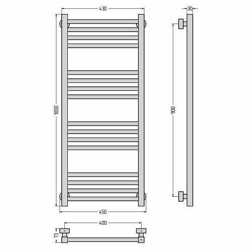 Водяной полотенцесушитель Сунержа Модус PRO 1000х400 (Без покрытия)