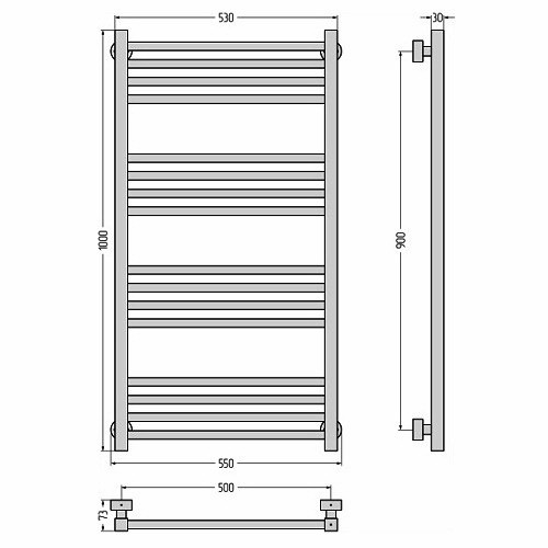 Водяной полотенцесушитель Сунержа Модус PRO 1000х500 (Без покрытия)