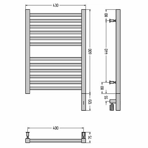 Электрический полотенцесушитель Сунержа Модус 3.0 600х400 МЭМ правый (Без покрытия) Электрический полотенцесушитель Сунержа Модус 3.0 600х400 МЭМ правый (Без покрытия)