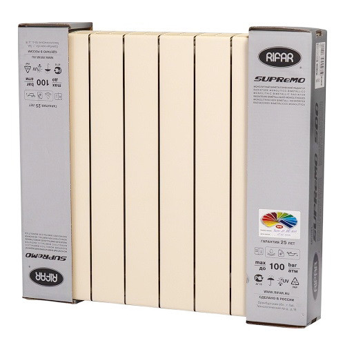 Биметаллический радиатор отопления Rifar SUPReMO 500 10 секций Айвори Биметаллический радиатор отопления Rifar SUPReMO 500 10 секций Айвори