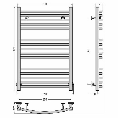 Водяной полотенцесушитель Сунержа Аркус 800х500 (Без покрытия) Водяной полотенцесушитель Сунержа Аркус 800х500 (Без покрытия)