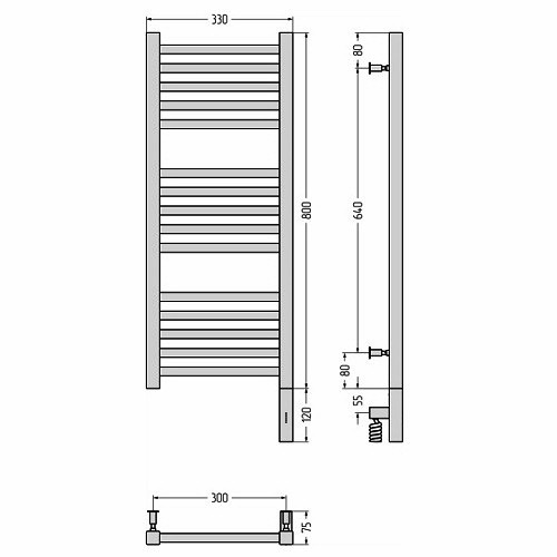 Электрический полотенцесушитель Сунержа Модус 3.0 800х300 МЭМ правый (Без покрытия)