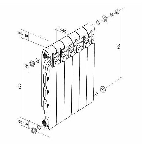 Алюминиевый радиатор отопления Royal Thermo Revolution 500 12 секций Алюминиевый радиатор отопления Royal Thermo Revolution 500 12 секций