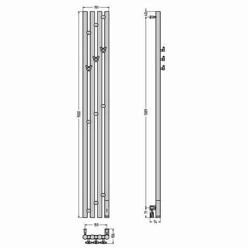 Электрический полотенцесушитель Сунержа Кантата 3.0 1500х159 правый (Без покрытия)