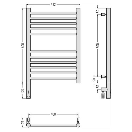 Электрический полотенцесушитель Сунержа Богема 3.0 прямая 600х400 МЭМ левый (Без покрытия) Электрический полотенцесушитель Сунержа Богема 3.0 прямая 600х400 МЭМ левый (Без покрытия)