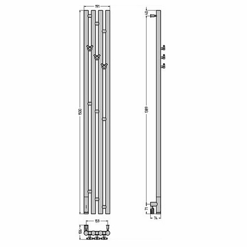 Электрический полотенцесушитель Сунержа Кантата 3.0 1500х159 левый (Без покрытия)