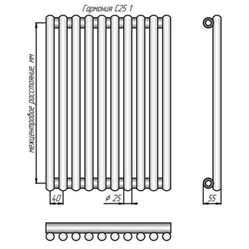 Стальной трубчатый радиатор отопления КЗТО Гармония С25 1-750-45