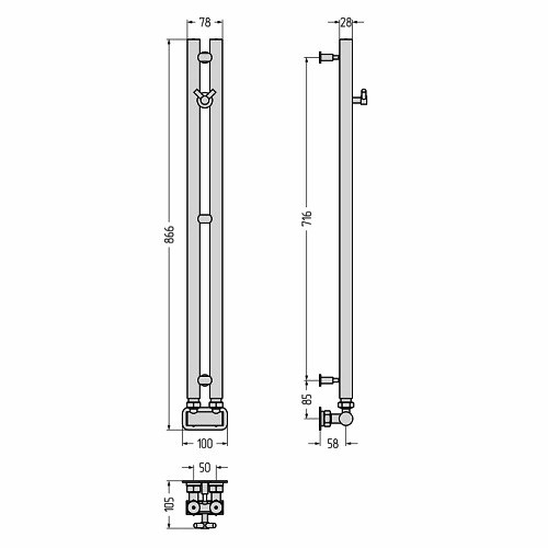 Водяной полотенцесушитель Сунержа Нюанс EU50+ 840х50 (Без покрытия) Водяной полотенцесушитель Сунержа Нюанс EU50+ 840х50 (Без покрытия)
