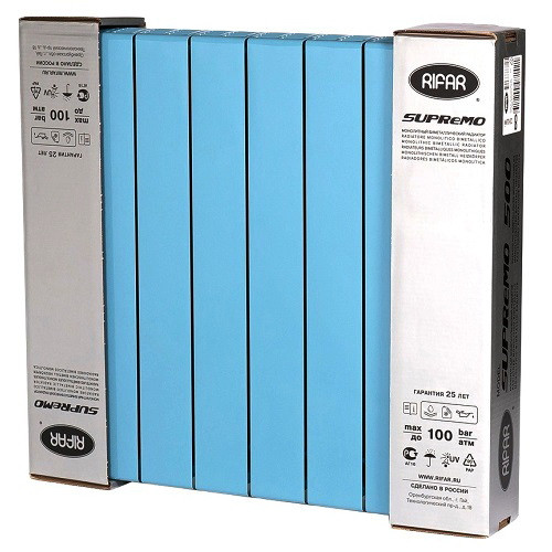 Биметаллический радиатор отопления Rifar SUPReMO 500 12 секций Сапфир Биметаллический радиатор отопления Rifar SUPReMO 500 12 секций Сапфир