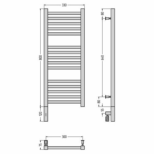 Электрический полотенцесушитель Сунержа Модус 3.0 800х300 МЭМ левый (Без покрытия) Электрический полотенцесушитель Сунержа Модус 3.0 800х300 МЭМ левый (Без покрытия)
