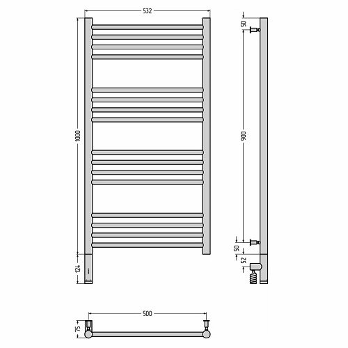 Электрический полотенцесушитель Сунержа Богема 3.0 прямая 1000х500 МЭМ левый (Без покрытия) Электрический полотенцесушитель Сунержа Богема 3.0 прямая 1000х500 МЭМ левый (Без покрытия)