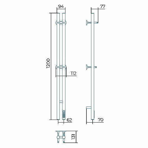 Электрический полотенцесушитель Larusso Прайм П3 80х1200 Электрический полотенцесушитель Larusso Прайм П3 80х1200