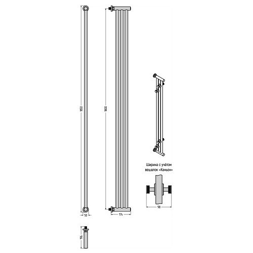 Водяной полотенцесушитель Сунержа Хорда 1800х195 (Без покрытия) Водяной полотенцесушитель Сунержа Хорда 1800х195 (Без покрытия)