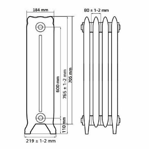 Чугунный радиатор отопления РАДIМАКС WINDSOR 600 (1 секция) Чугунный радиатор отопления РАДIМАКС WINDSOR 600 (1 секция)