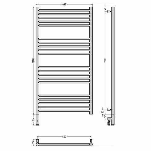 Электрический полотенцесушитель Сунержа Богема 3.0 прямая 1200х600 МЭМ левый (Без покрытия) Электрический полотенцесушитель Сунержа Богема 3.0 прямая 1200х600 МЭМ левый (Без покрытия)