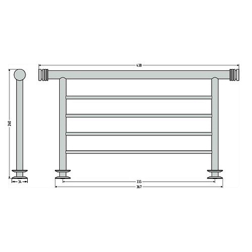 Полка Сунержа прямая 4П / L 370 (Без покрытия) Полка Сунержа прямая 4П / L 370 (Без покрытия)