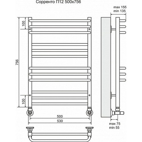 Водяной полотенцесушитель Terminus "Соренто" П12 500х756
