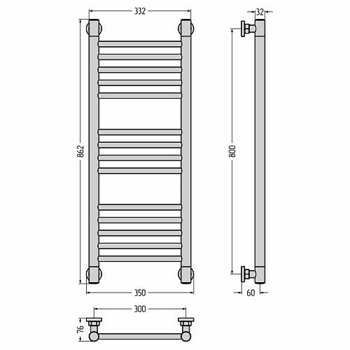 Водяной полотенцесушитель Сунержа Богема+ прямая 800х300 (Без покрытия) Водяной полотенцесушитель Сунержа Богема+ прямая 800х300 (Без покрытия)