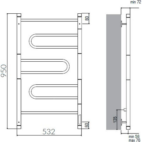 Электрический полотенцесушитель Terminus Твист П5 500х950